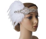 1920´er Gatsby/Charleston accessories - headpiece, hvid